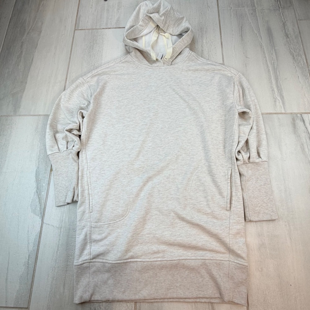 Athleta Coaster Luxe Hoodie Dress Oatmeal Heather Size M 599866-03